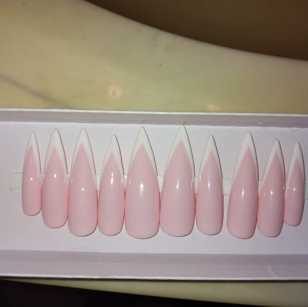 Set of French stiletto nails